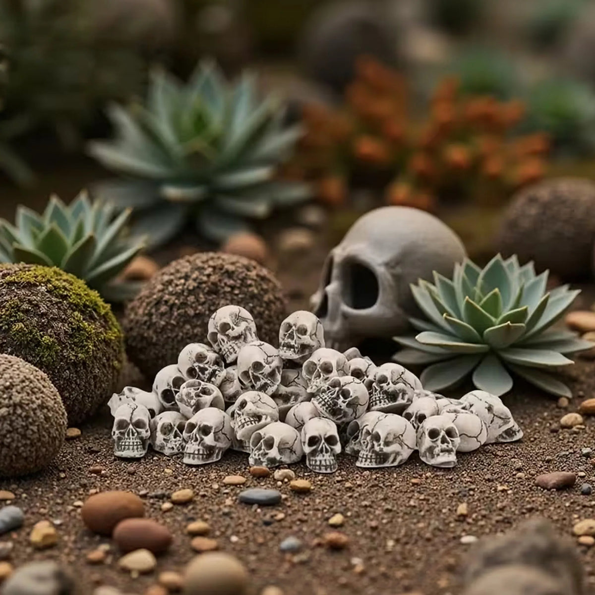 Mini Skull Decorations – 20-Piece Halloween Flower Pot Set