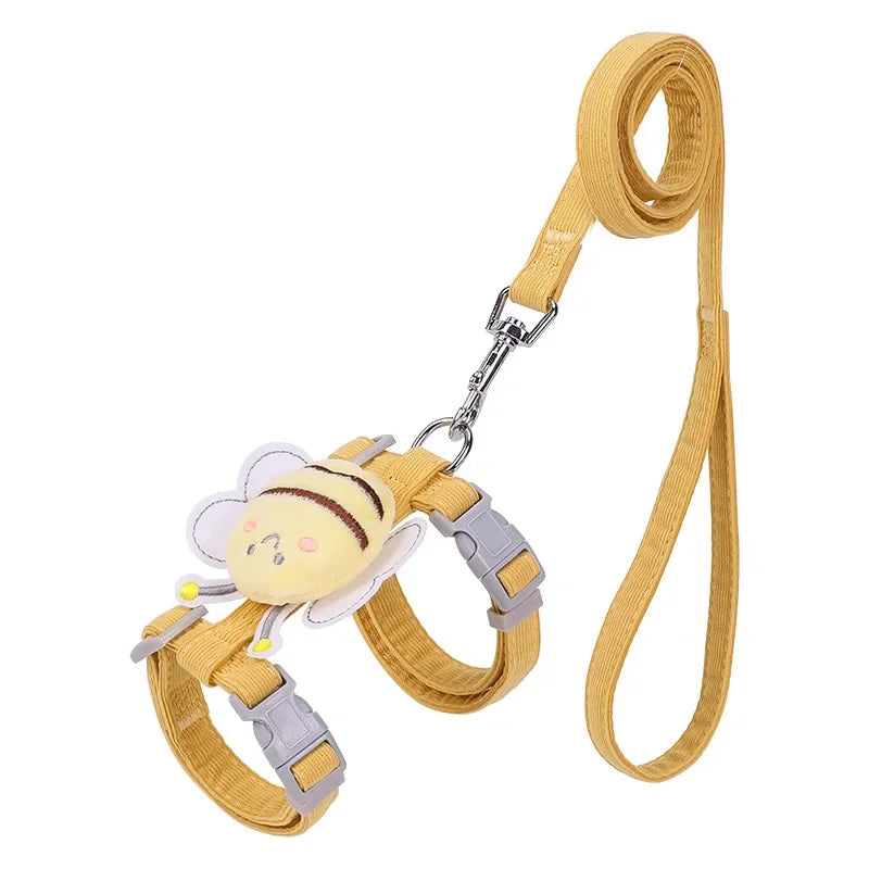 Cat Harness and Leash Set – Adjustable Bee Print Pet Gear