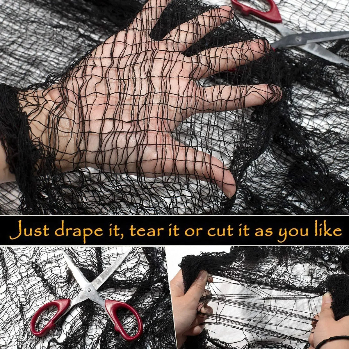 Halloween Creepy Cloth – Black Gauze for Haunted House Decor