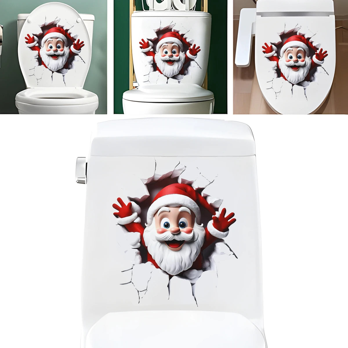 Christmas Toilet Sticker Merry Christmas Bathroom Decoration