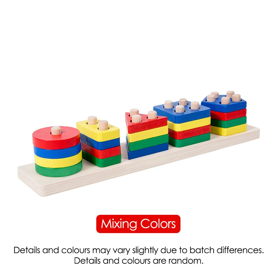 Montessori Wood Toys for Kids Wooden Sorting Stacking Toys for Baby Toddlers Educational Shape Color Sorter Preschool Kids Gifts