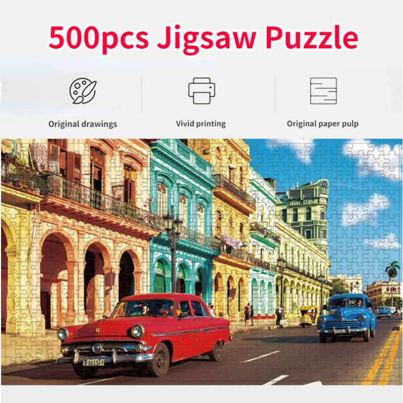 500 Piece City Jigsaw Puzzle – Vintage Street Landscape