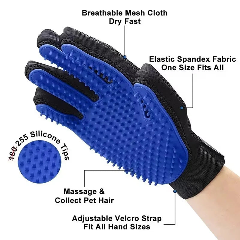 Silicone Pet Grooming Gloves for Bathing and Hair Removal
