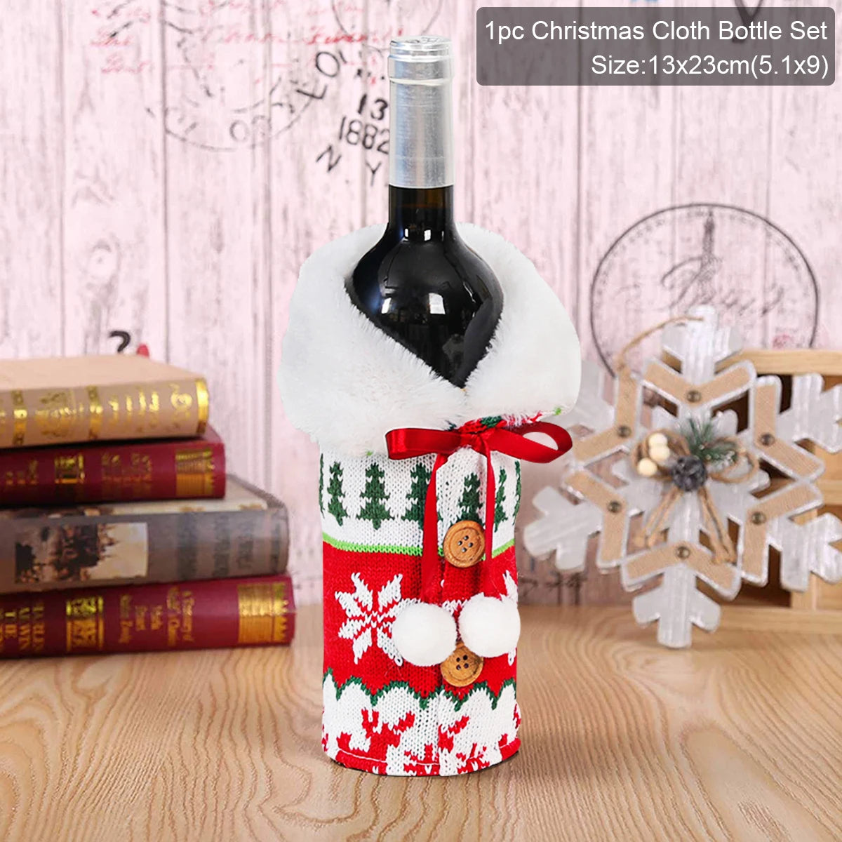Christmas Wine Bottle Cover Festive Holiday Table Decor
