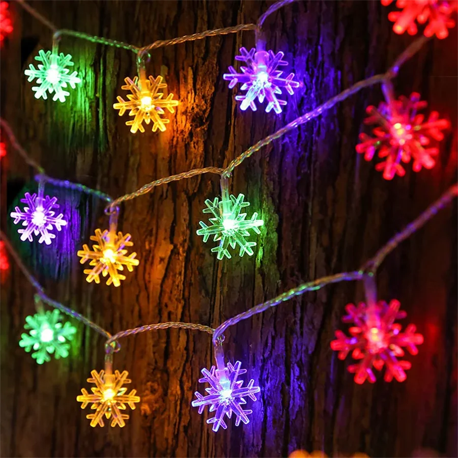 Christmas Snowflake String Lights 10/20/40 LED USB Battery Lights