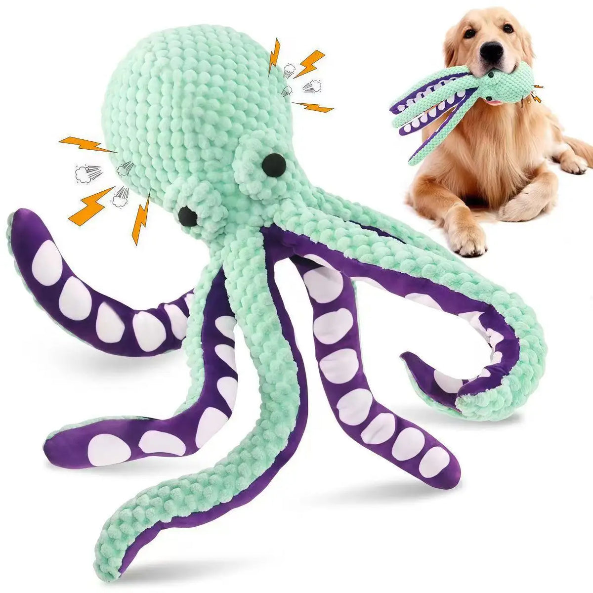 Squeaky Octopus Plush Dog Toys – 4-Pack Interactive Pet Set