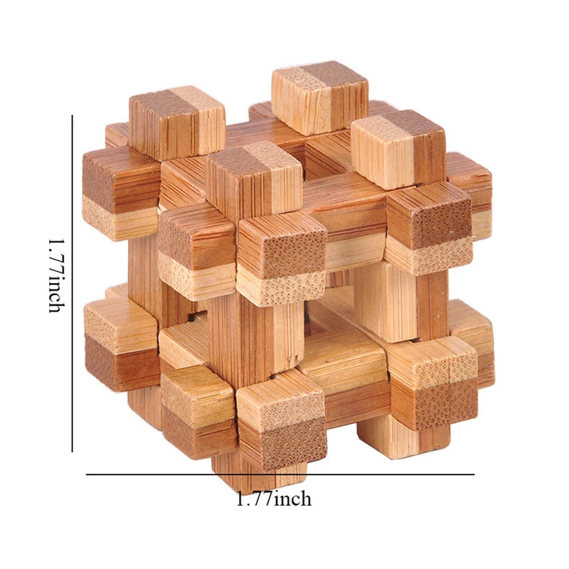 Wooden Kong Ming Lock Puzzle – 3D Lu Ban Brain Teaser