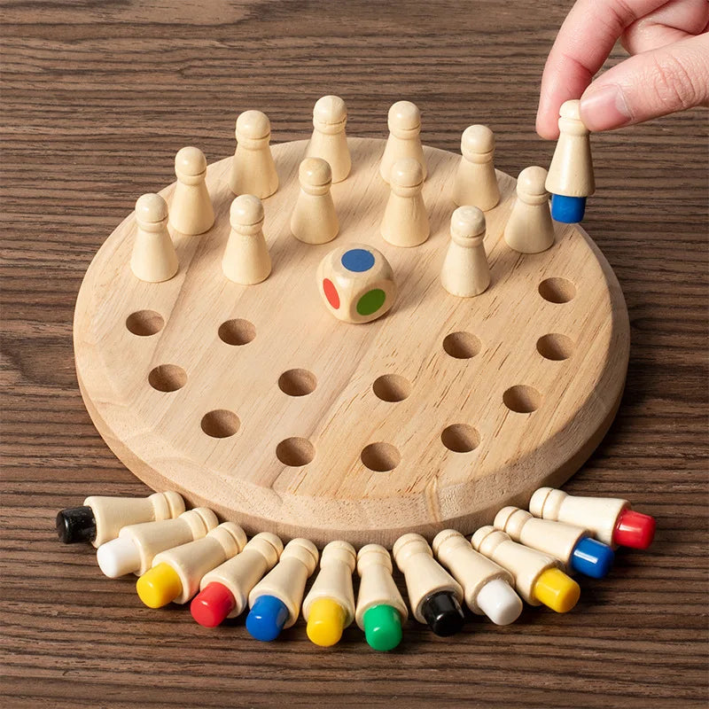 Wooden Memory Match Game – Color Matching Board Puzzle