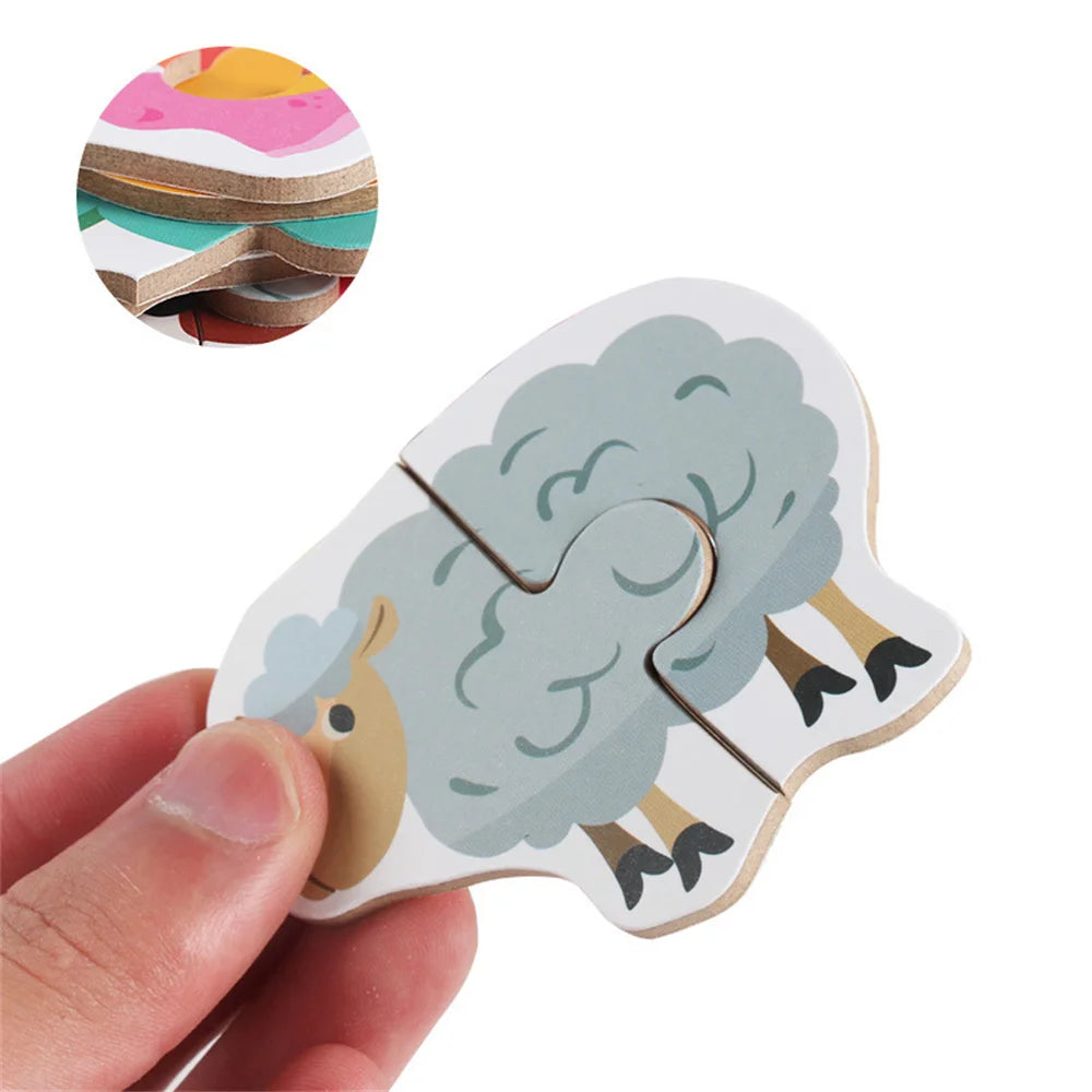 Wooden Matching Puzzle Kids Animal Fruit Traffic Jigsaw Toy