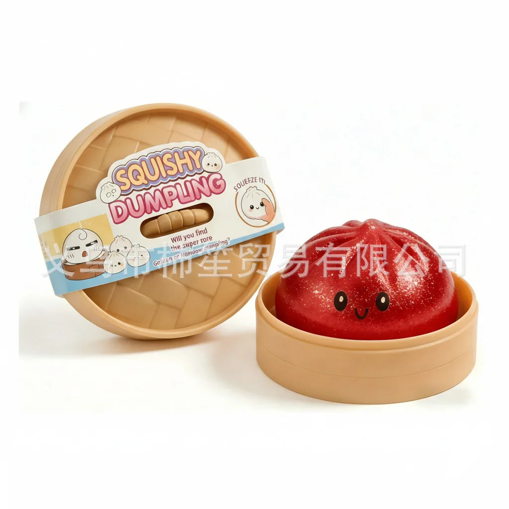 Glitter Dumpling Squishy Toy with Storage Box for Stress Relief