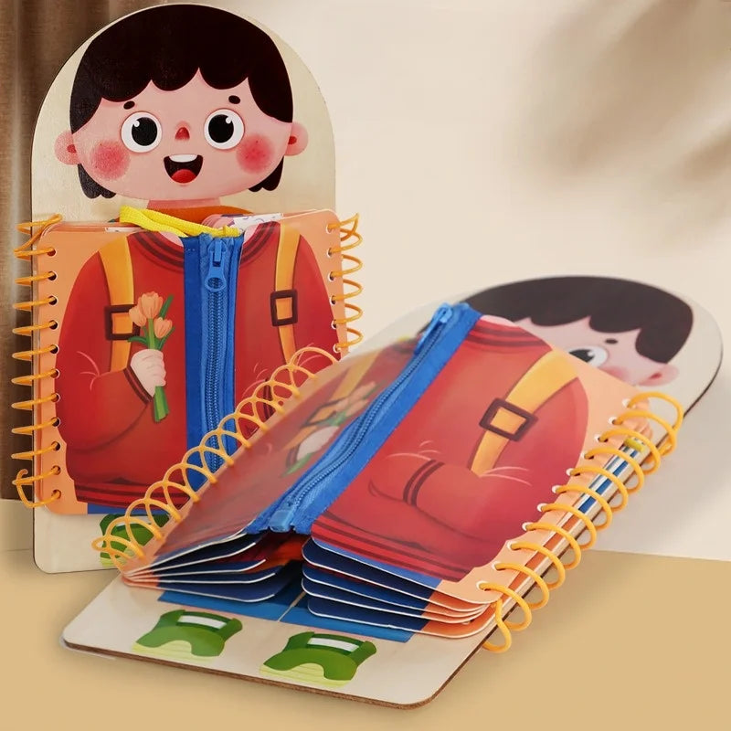 Wooden Montessori Busy Board for Toddlers, Multilayer Learning Toy