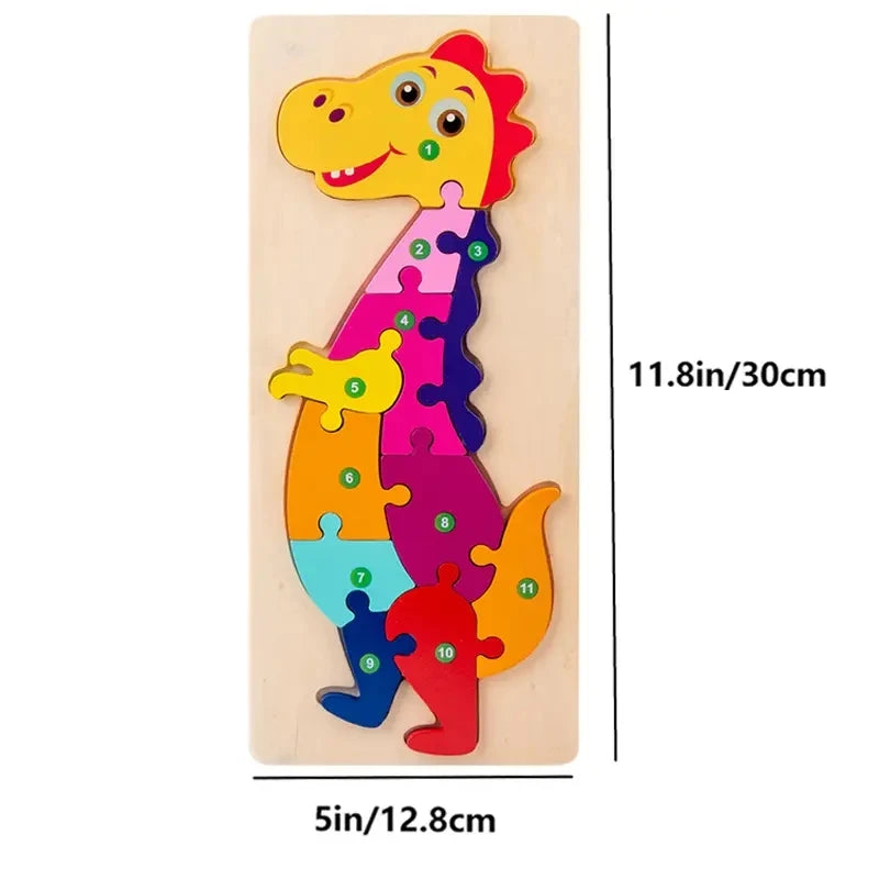 Wooden Kids Puzzle Animal Dinosaur Traffic Jigsaw Toy