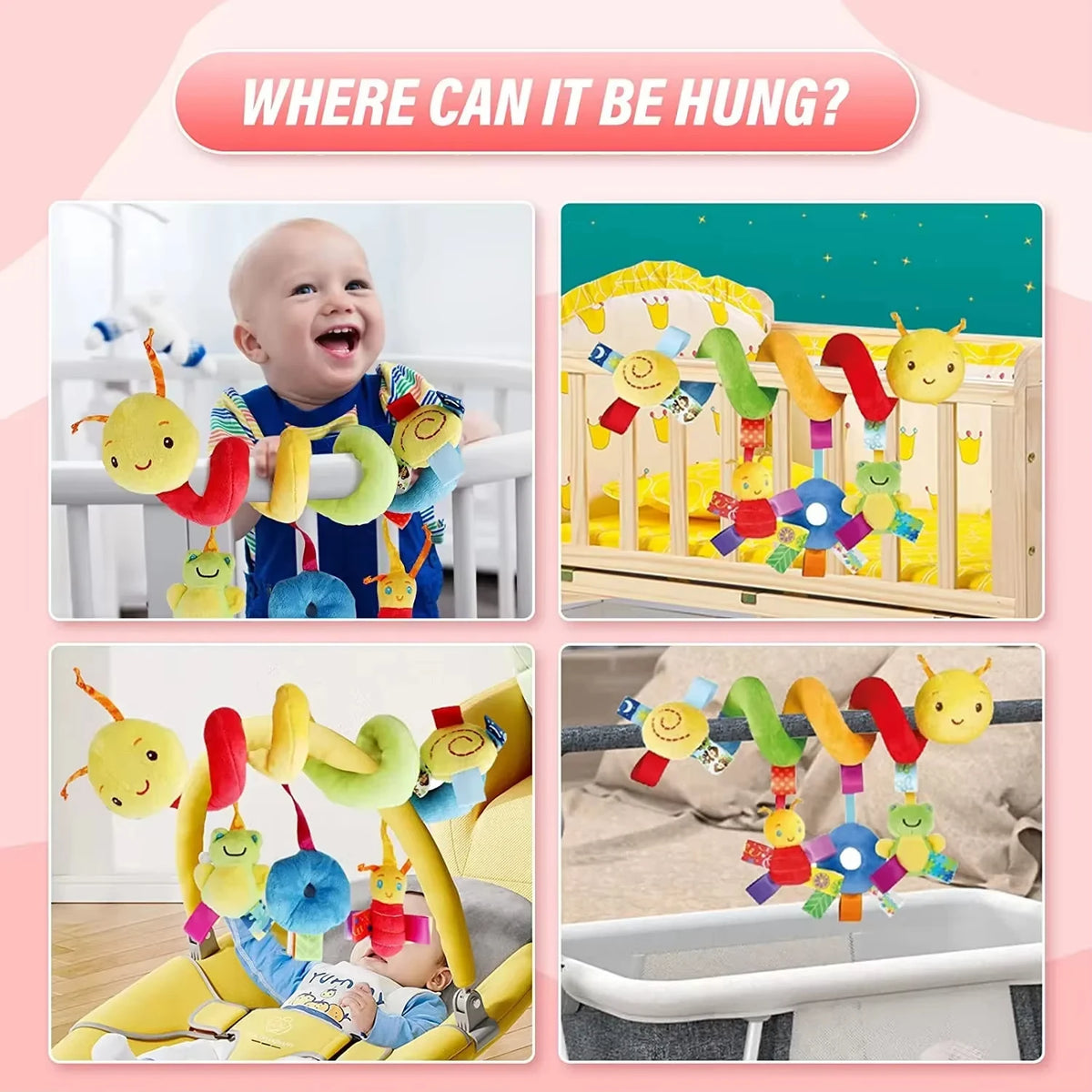 Baby Spiral Stroller Toy – Hanging Rattle for Infants