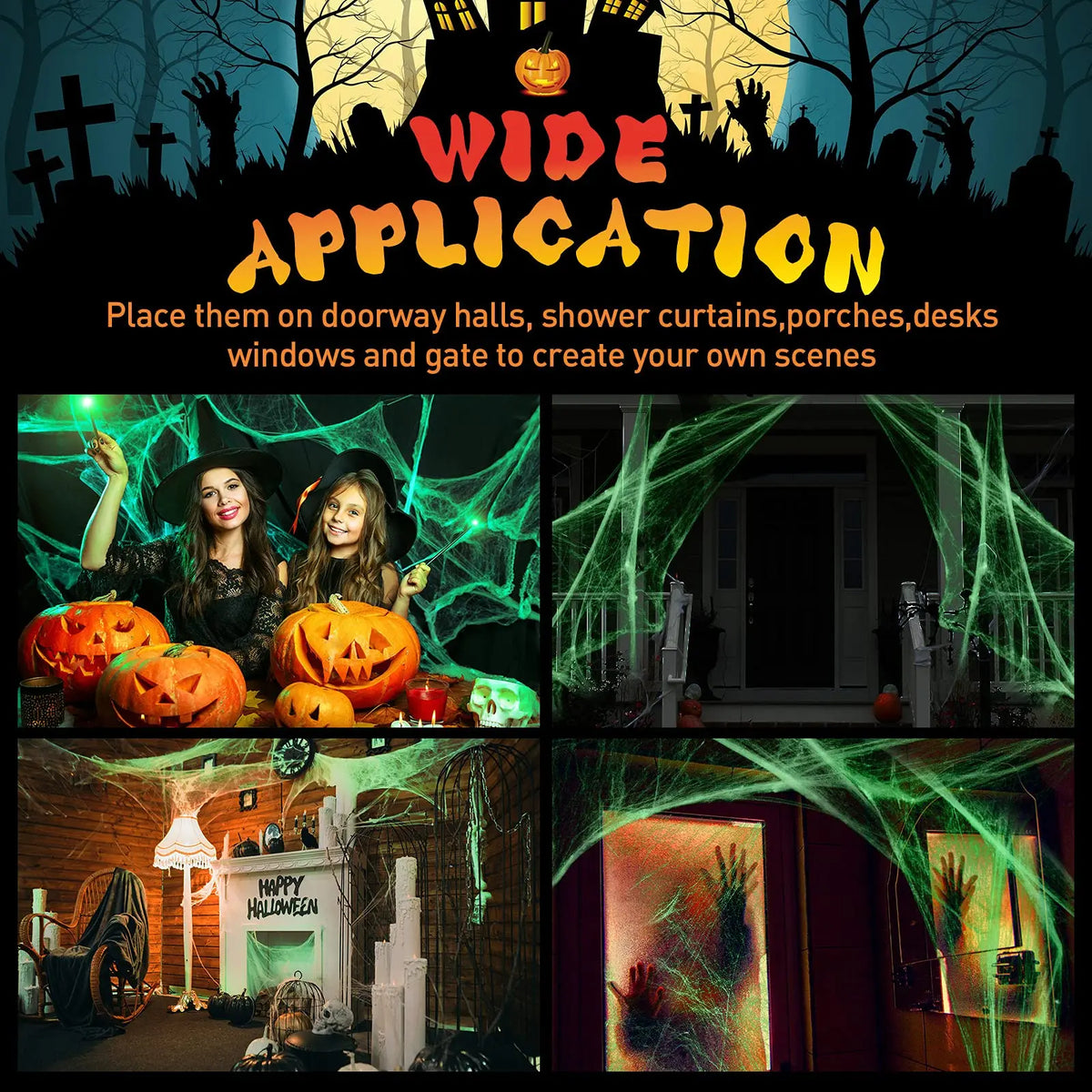 Glow-in-the-Dark Halloween Spider Web Decoration