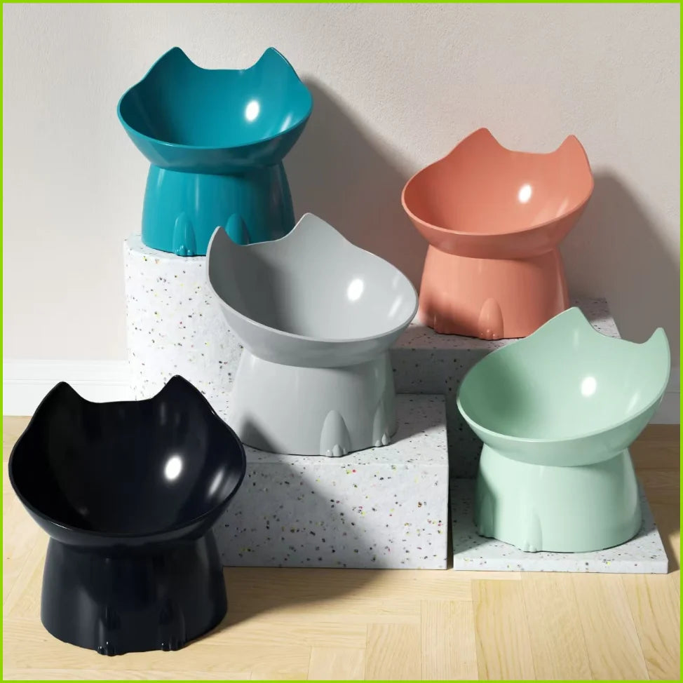 Raised Cat Bowl – Elevated Anti-Tip Plastic Pet Feeder