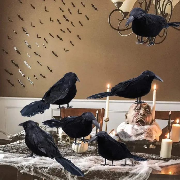 Realistic Halloween Crows – Set of 6 Decorations