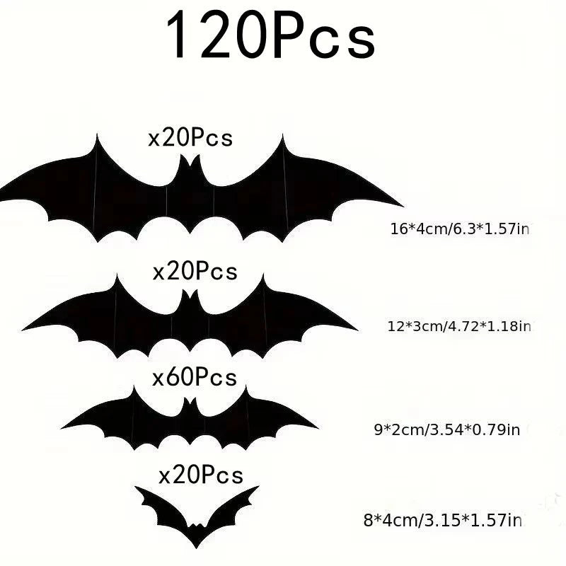 12-Pack 3D Halloween Bat Wall Stickers for Home & Party Decor