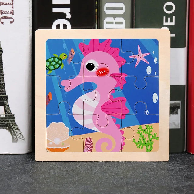 Wooden Animal Tangram Puzzle – 3D Cartoon Jigsaw