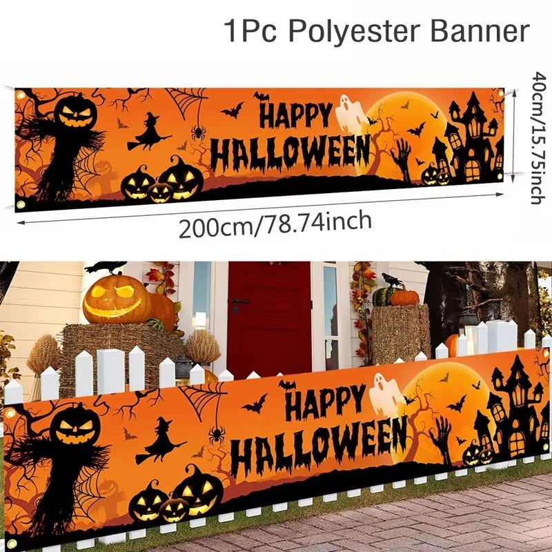 Halloween Ghost & Pumpkin Banner for Porch, Yard & Fence