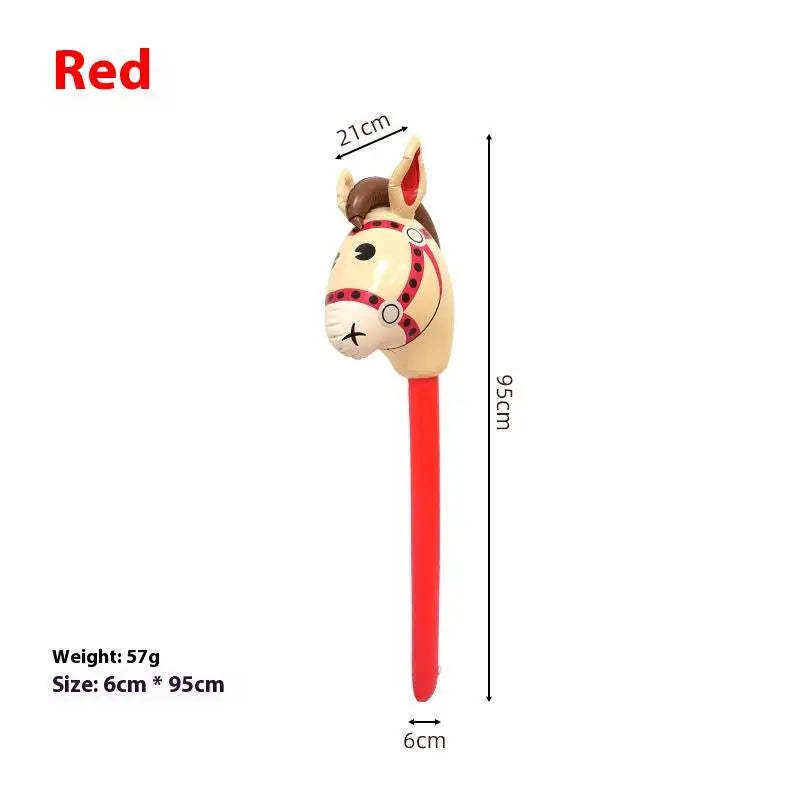 Inflatable Horse Head Stick Toy for Western & Halloween Parties