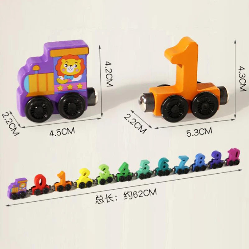 Wooden Magnetic Number Train Toy for Preschool Learning