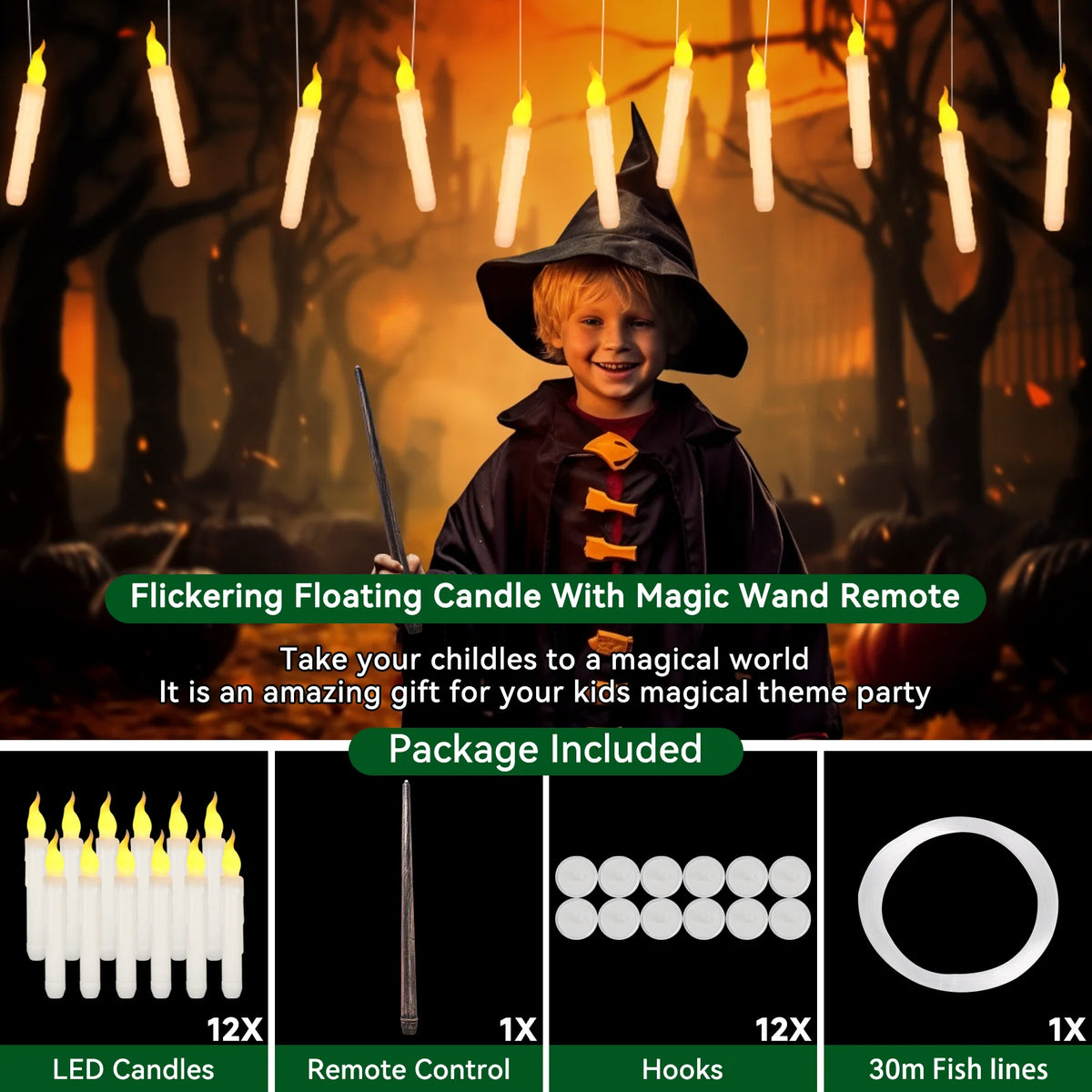 Floating LED Candles with Magic Wand Remote