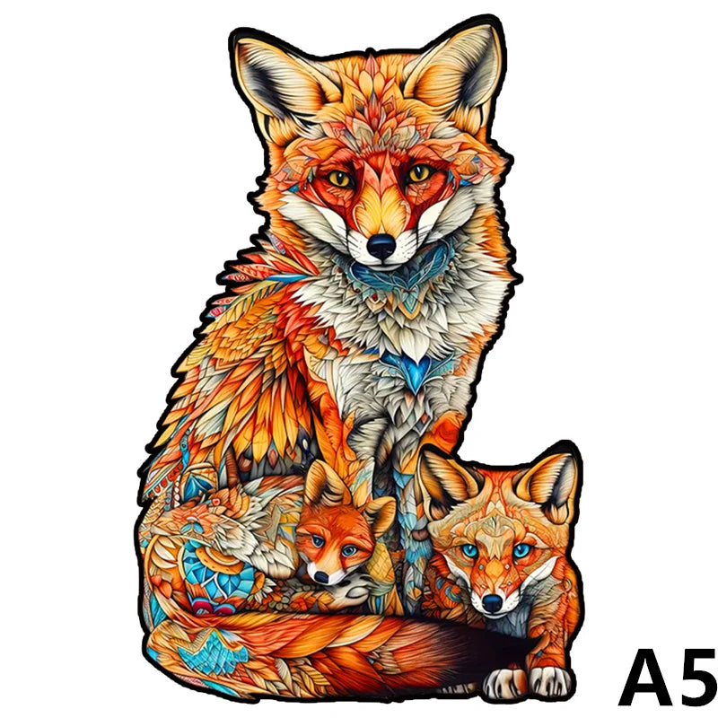 Wooden Animal Puzzle 3D Adult Peacock Bird Fox Jigsaw