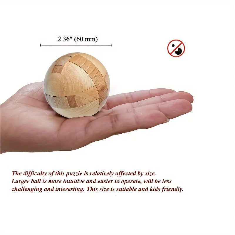Wooden Puzzle Ball Brain Teaser for Adults and Teens