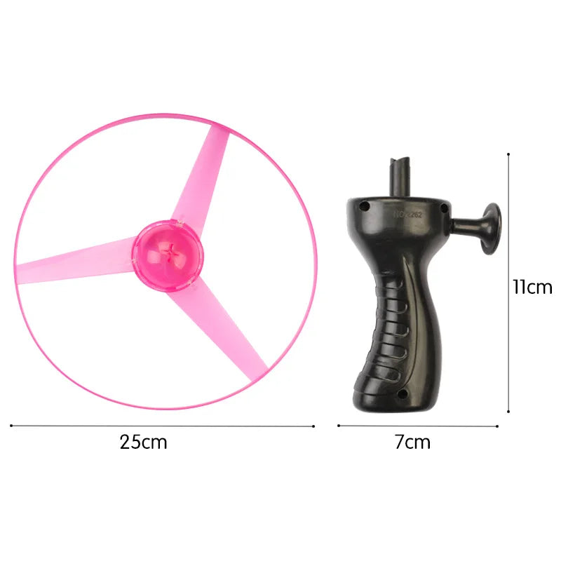 LED Flying Disc Toy Pull String Spinning UFO