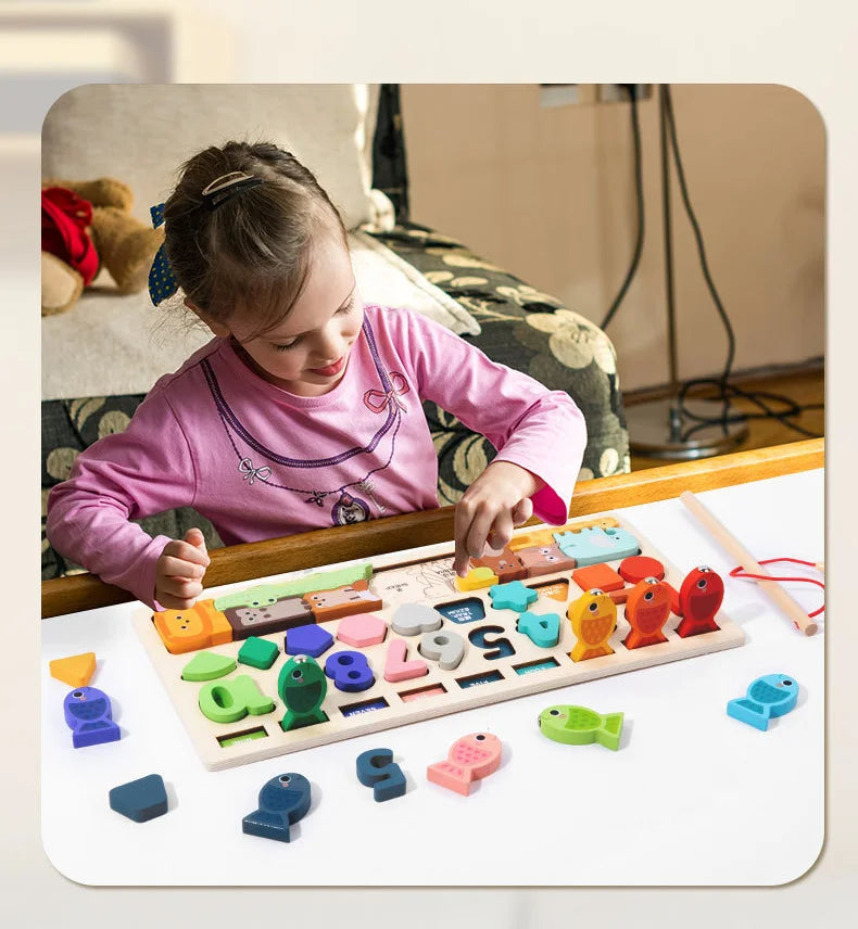 Montessori Wooden Toys Kids Busy Board Shape & Number Matching Digital Shape Educational Toys For Children Gifts