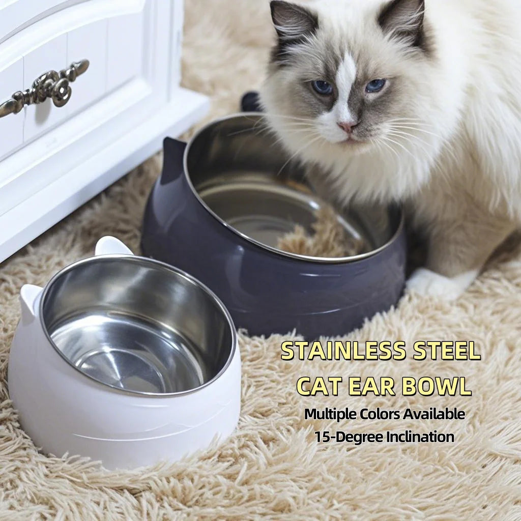 Stainless Steel Pet Bowl – 15° Inclined Double Feeder