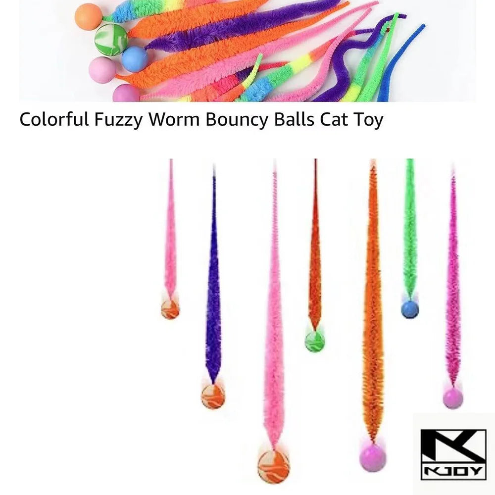 KKJoy Interactive Cat Toy - Color Caterpillar with Elastic Bouncing Ball Teasing Indoor Puzzle for Cats Pet Supplies