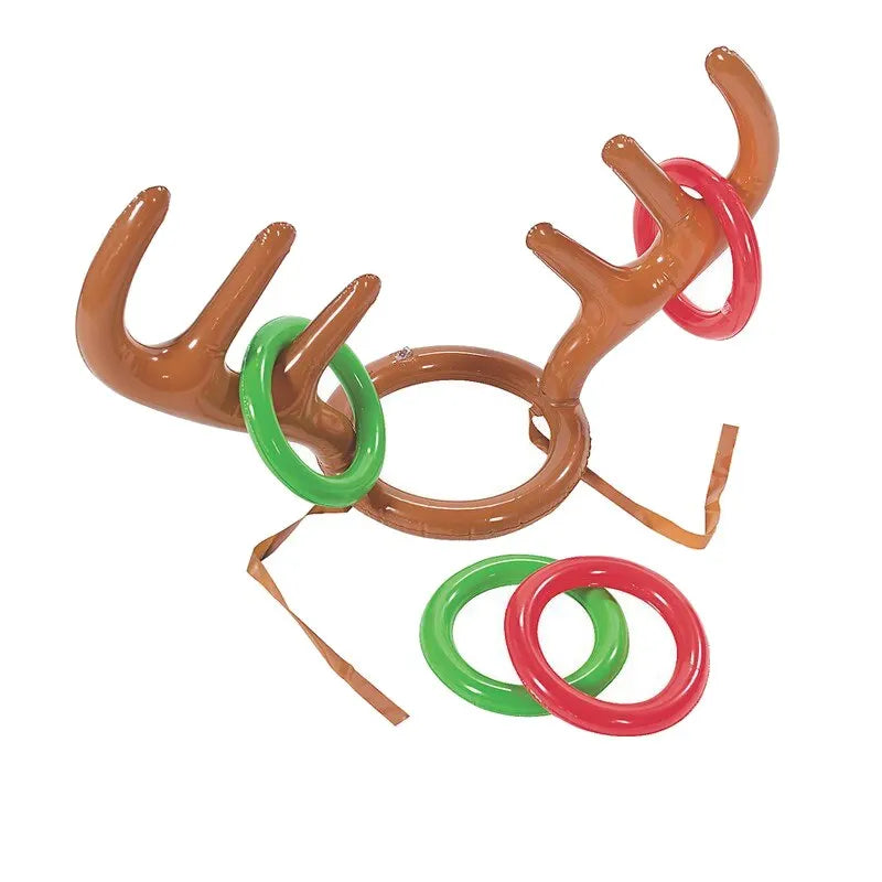 Reindeer Ring Toss Game Inflatable Christmas Antler Hat