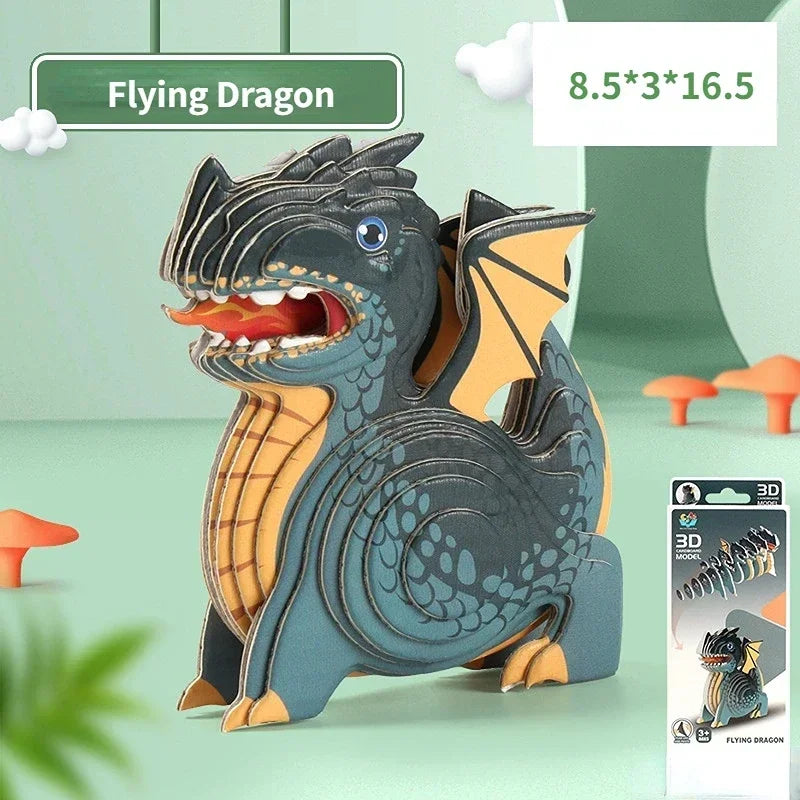 3D Dinosaur Puzzle Paper Model Educational Toy for Kids