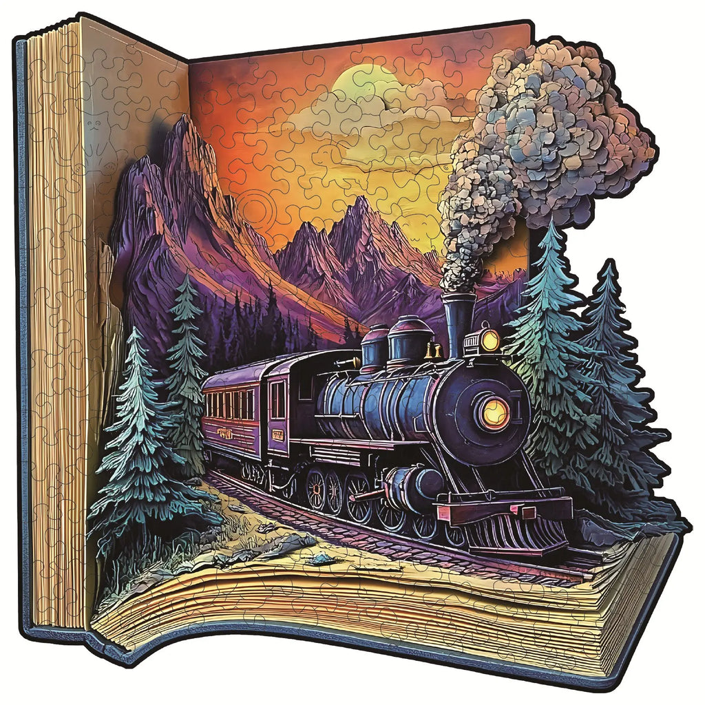 Wooden Jigsaw Puzzle – Train in the Book Art Puzzle