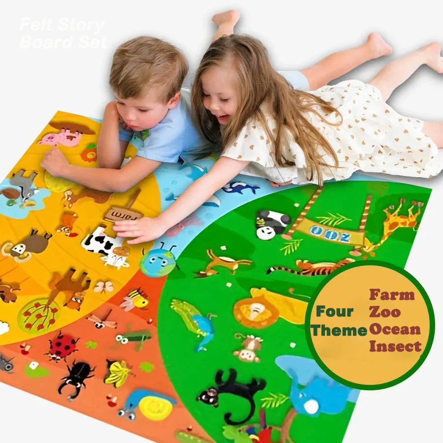 Zoo Animals Felt Story Board Set Montessori Learning Toys Interactive Storytelling Teaching Play Wall Hanging Kits For Kids Gift