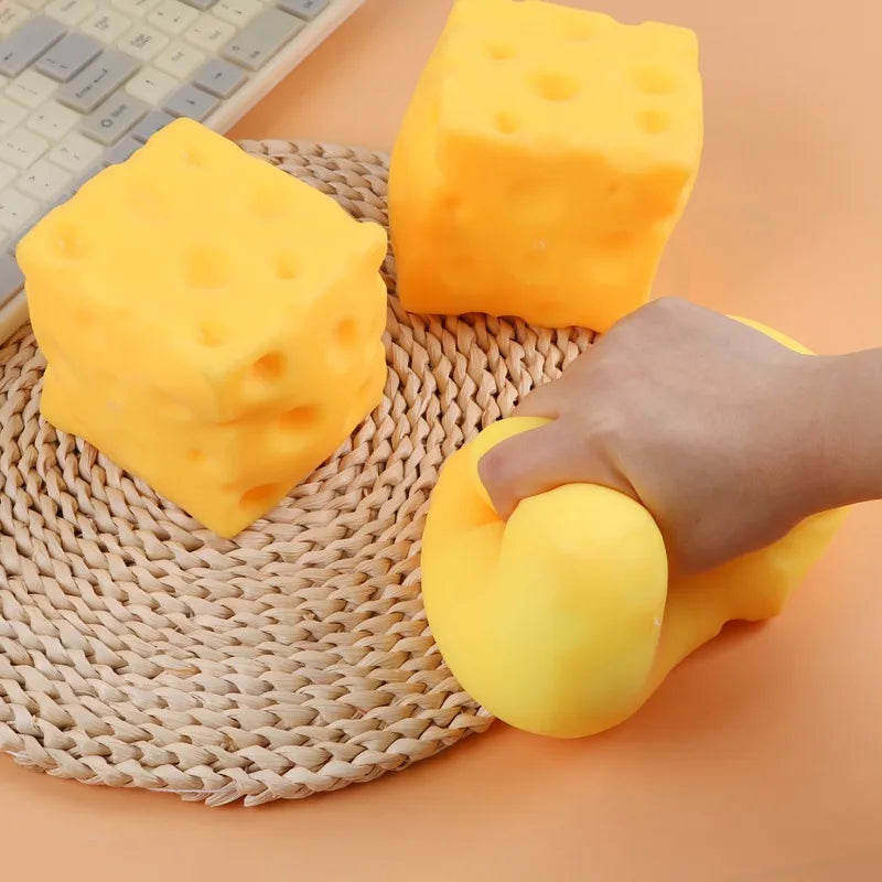 Giant Cheese Squishy Toy – Slow-Rising Cube Fidget