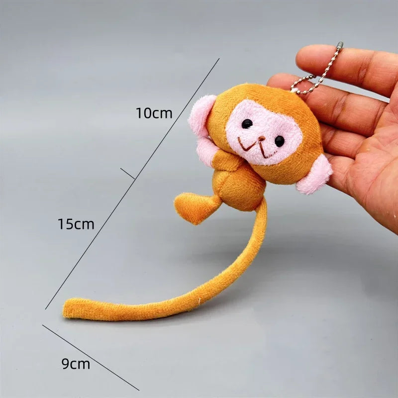 Monkey Plush Keychain – Long-Tailed Animal Backpack Charm