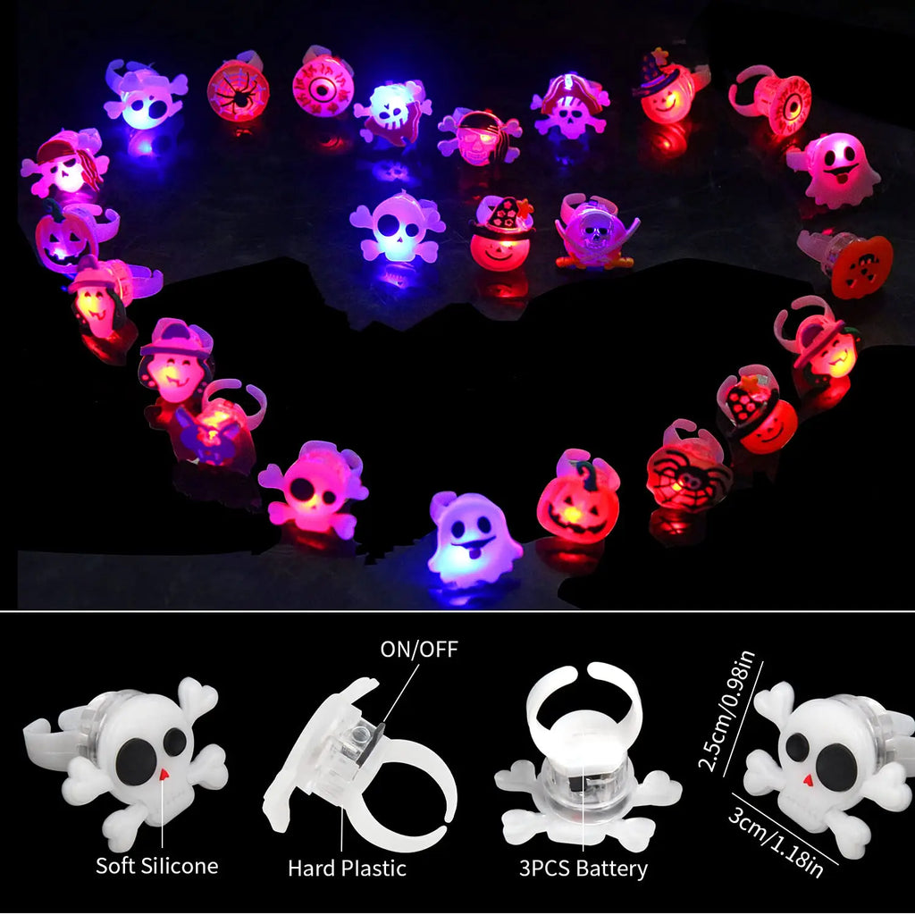 Halloween Light Up Rings – 50 Pcs LED Party Favors