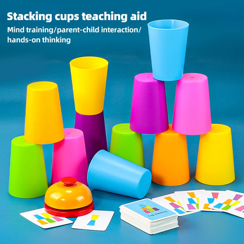 1 Piece Children's Stacking Cup Game, Color Sorting Cognitive Training Stacking Cup Toy, Educational Competitive Activity Prop, Suitable for Boys and Girls, Ideal for Christmas, New Year's Day, Christmas Eve, Birthday Gifts