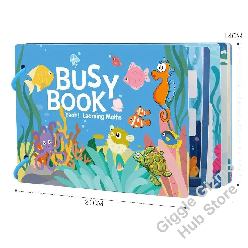 Busy Book for Toddlers Ages 2-6 Quiet Book Preschool Learning Activity Reusable Sticker & Velcro Matching Montessori Fine Mot
