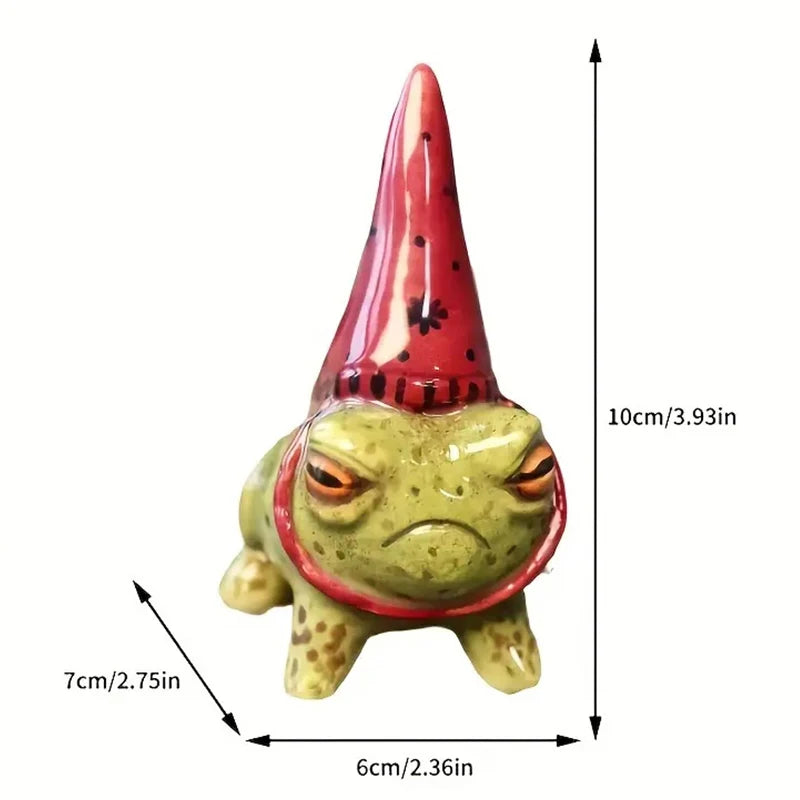 Cute Frog Garden Statue with Party Hat, Decorative Figurine
