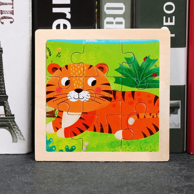 Wooden Animal Tangram Puzzle – 3D Cartoon Jigsaw