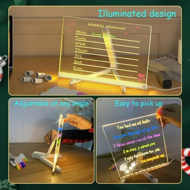 LED Glow Drawing Board – 7 Color Markers & Display Stand