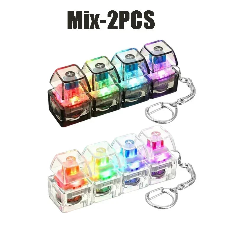 Light Up Keyboard Keychain Clickable Button LED Fidget Toy
