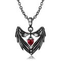 Gothic Punk Bat Wings and Heart-Shaped Resin Pendant Necklace - Dark Fantasy Style Alloy Chain, Halloween Gift for Women, Casual Fashion Accessories