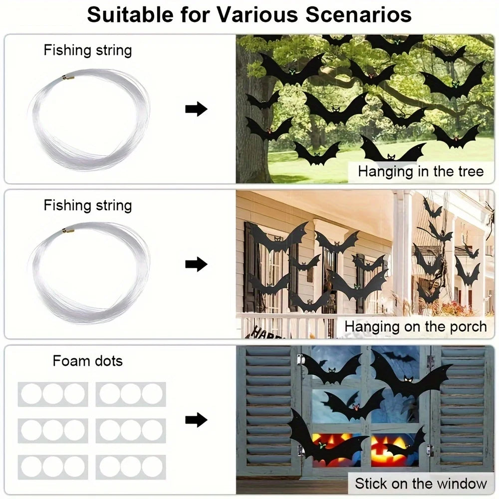 Hanging Bat Decorations – 12-Piece Halloween Set