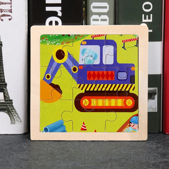Wooden Animal Tangram Puzzle – 3D Cartoon Jigsaw