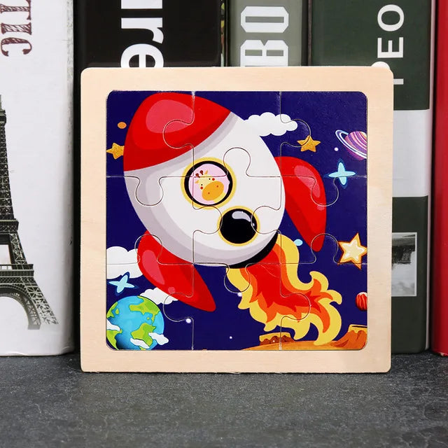 Wooden Animal Tangram Puzzle – 3D Cartoon Jigsaw