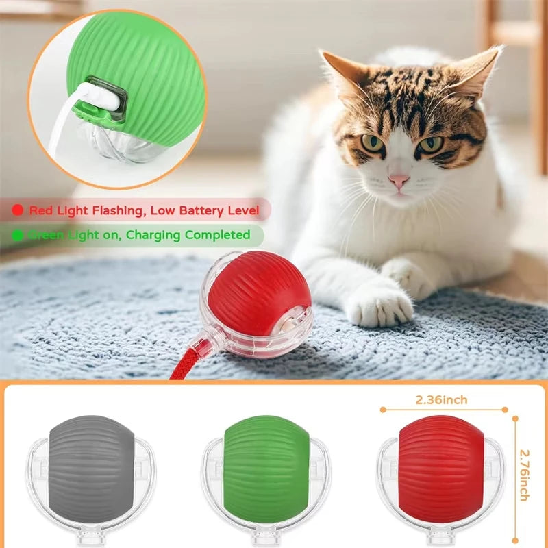 Interactive Cat Ball Toy, Rechargeable Automatic Rolling Pet Toy